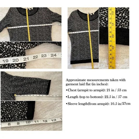 Moth Anthropologie Sweater Size XL Black White Textured Knit Scoop Neck - Picture 9 of 11